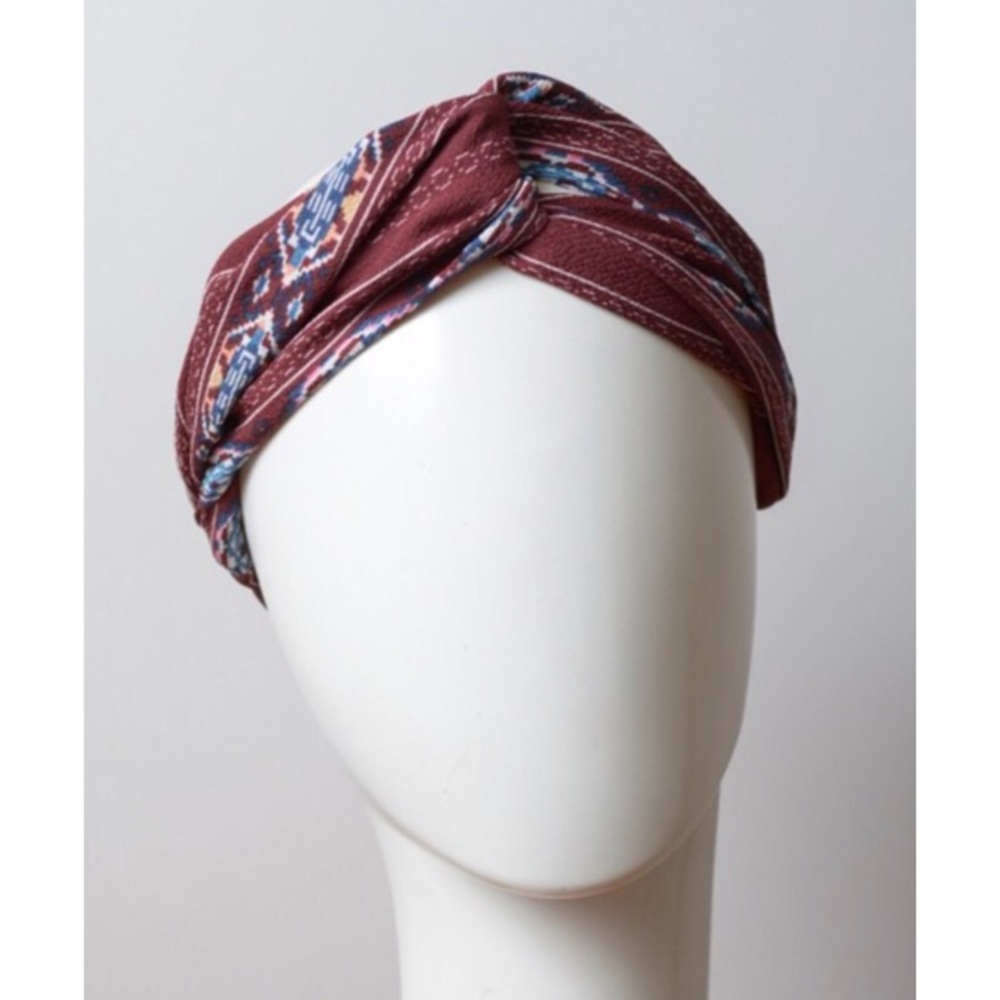 ❗️CLEARANCE❗️Bohemian Burgundy Floral Headband - Picture 2 of 4